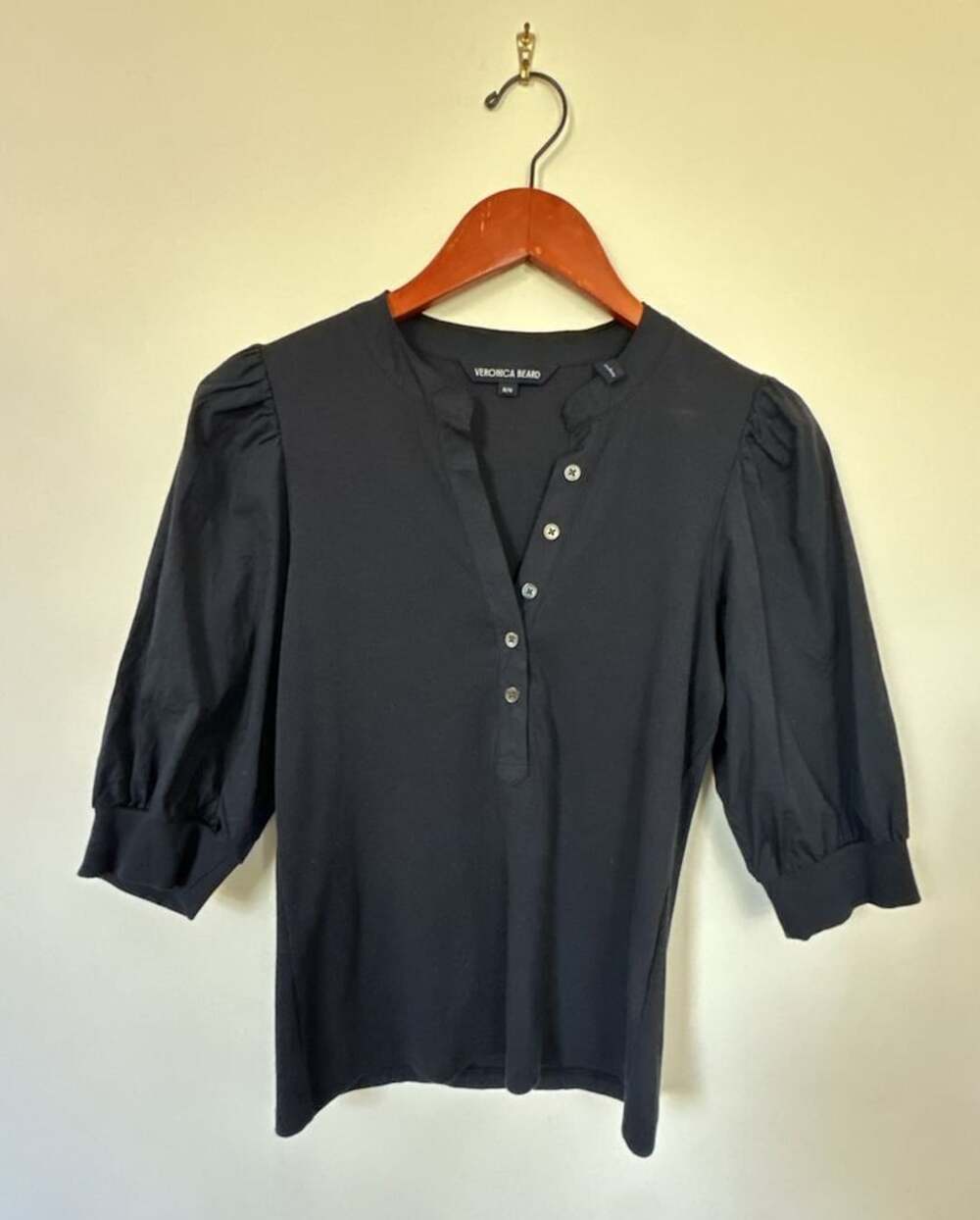 Veronica Beard Coralee Puff-Sleeve Top Size M - Blue
